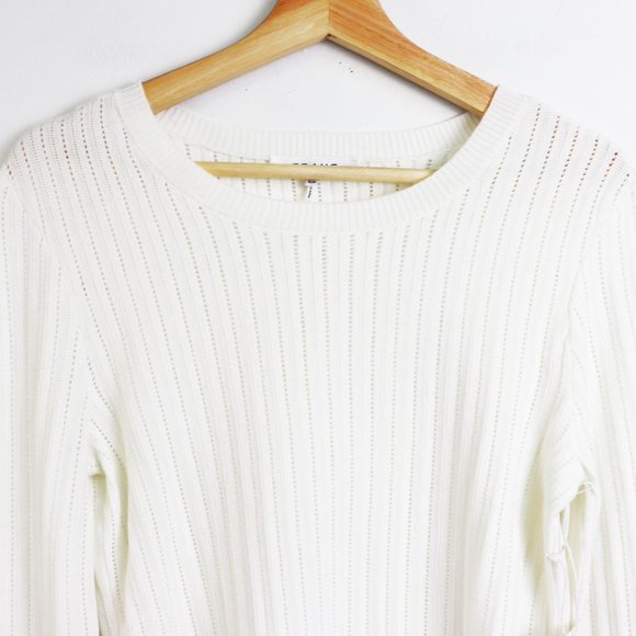 NWT Frame Bell Sleeve Pointelle Rib Knit Sweater - Picture 6 of 9